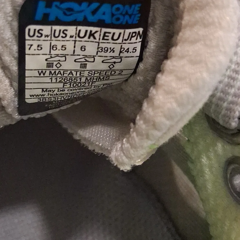 Hoka One Mafate Speed Light Gray and Mint Running Shoes - Picture 6 of 6